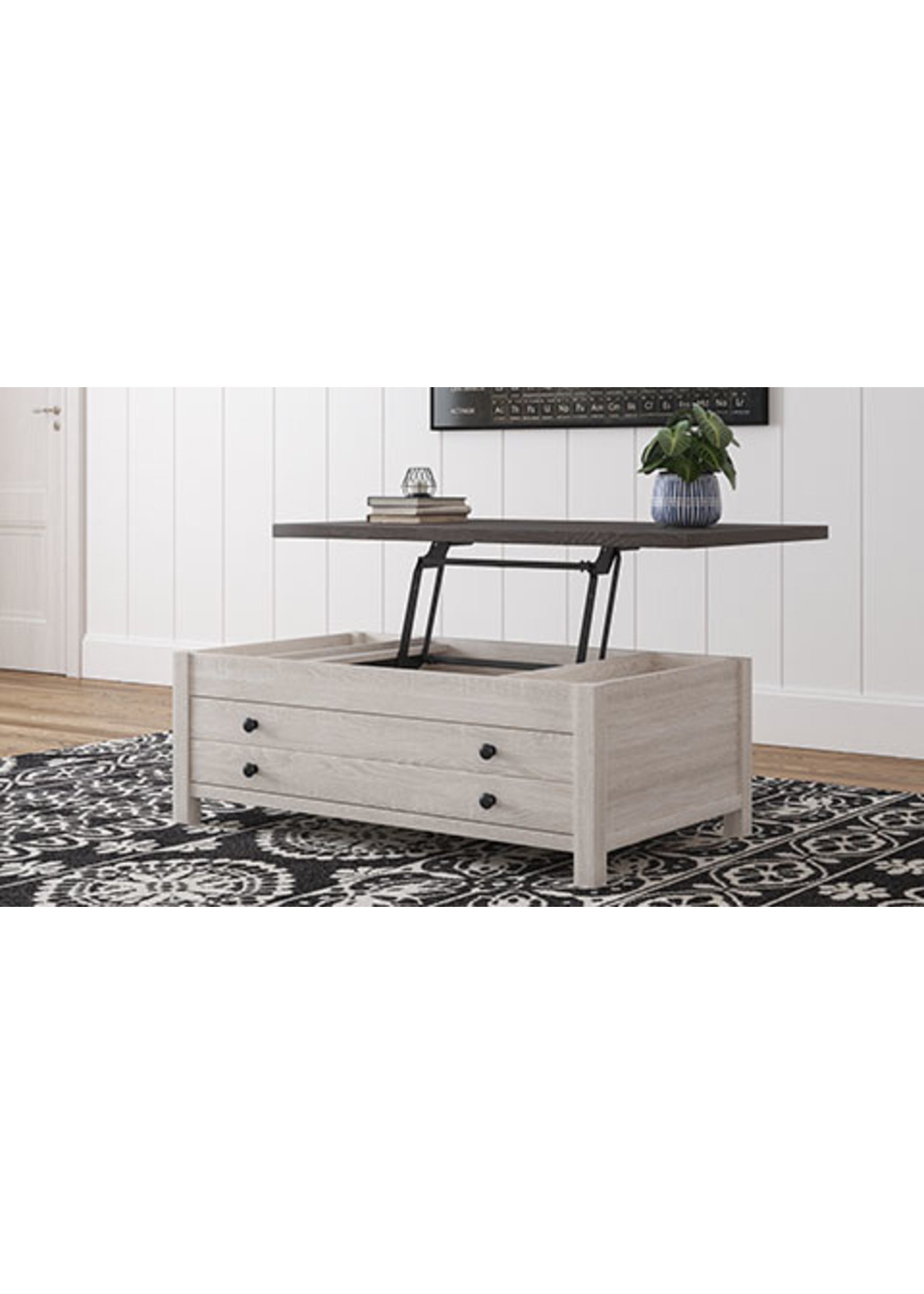 ASHLEY T287-9 LIFT TOP COCKTAIL TABLE DORRINSON TWO-TONE