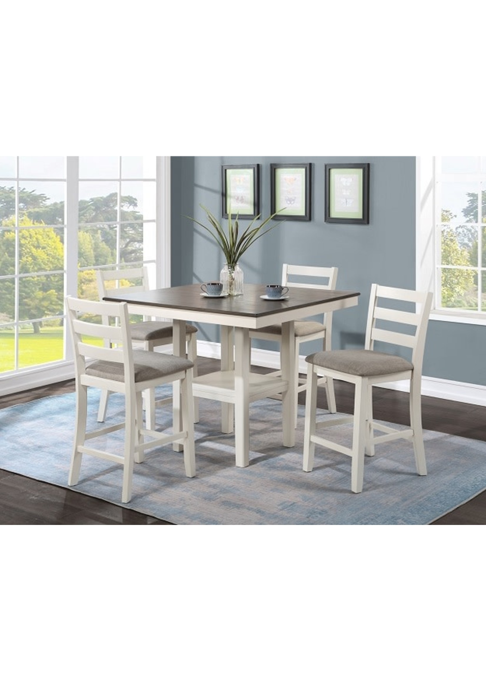2630-CG COUNTER HIGH DINETTE PC TAHOE CHALK GREY Tree House Furniture