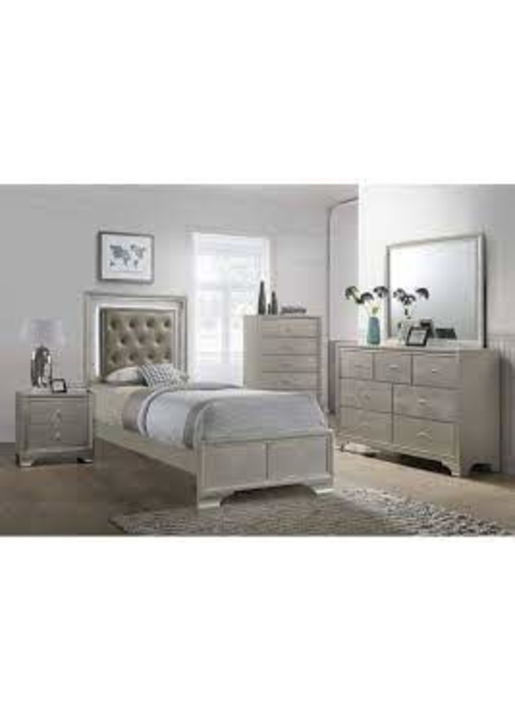 CROWNMARK B4300-T-HBFB/FTRAIL	LYSSA TWIN LED BED SILVER