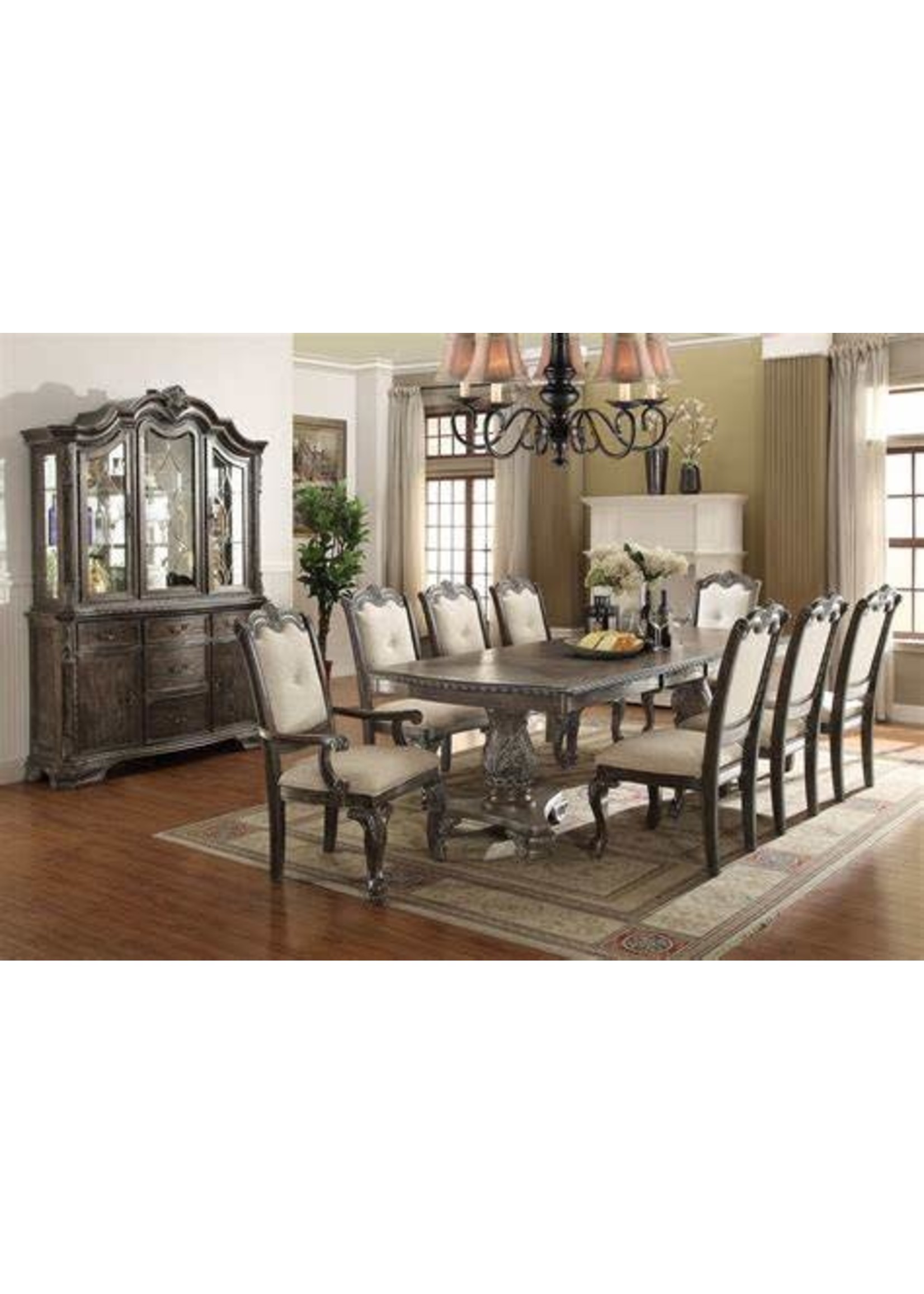 CROWNMARK SETD2151 KIERA DINING GROUP 7 PC TBL &4 ARMLESS CHAIRS, 2 ARM CHAIRS
