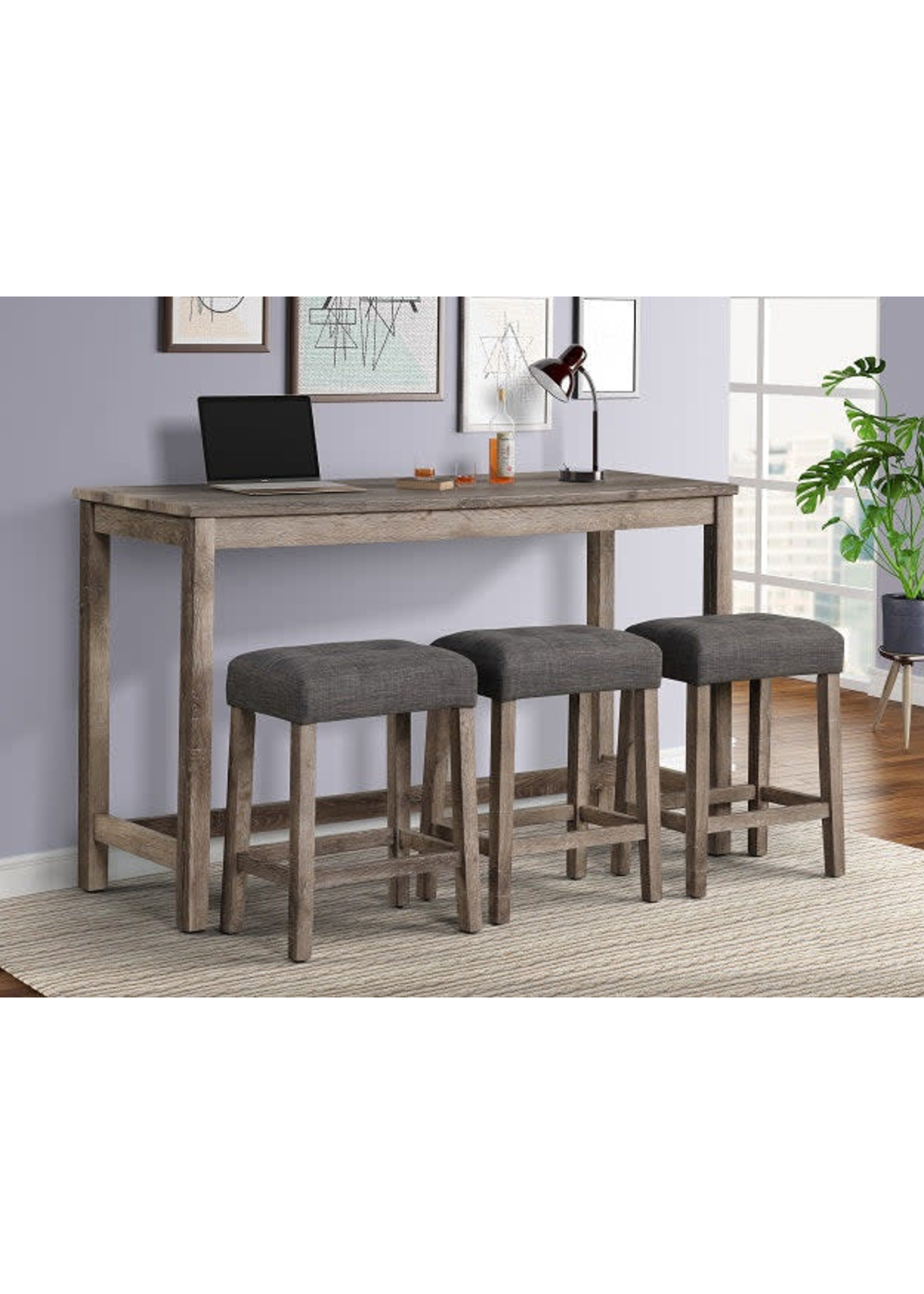 CROWNMARK 3714SET CONSOLE TABLE & 3 STOOLS WREN GREY