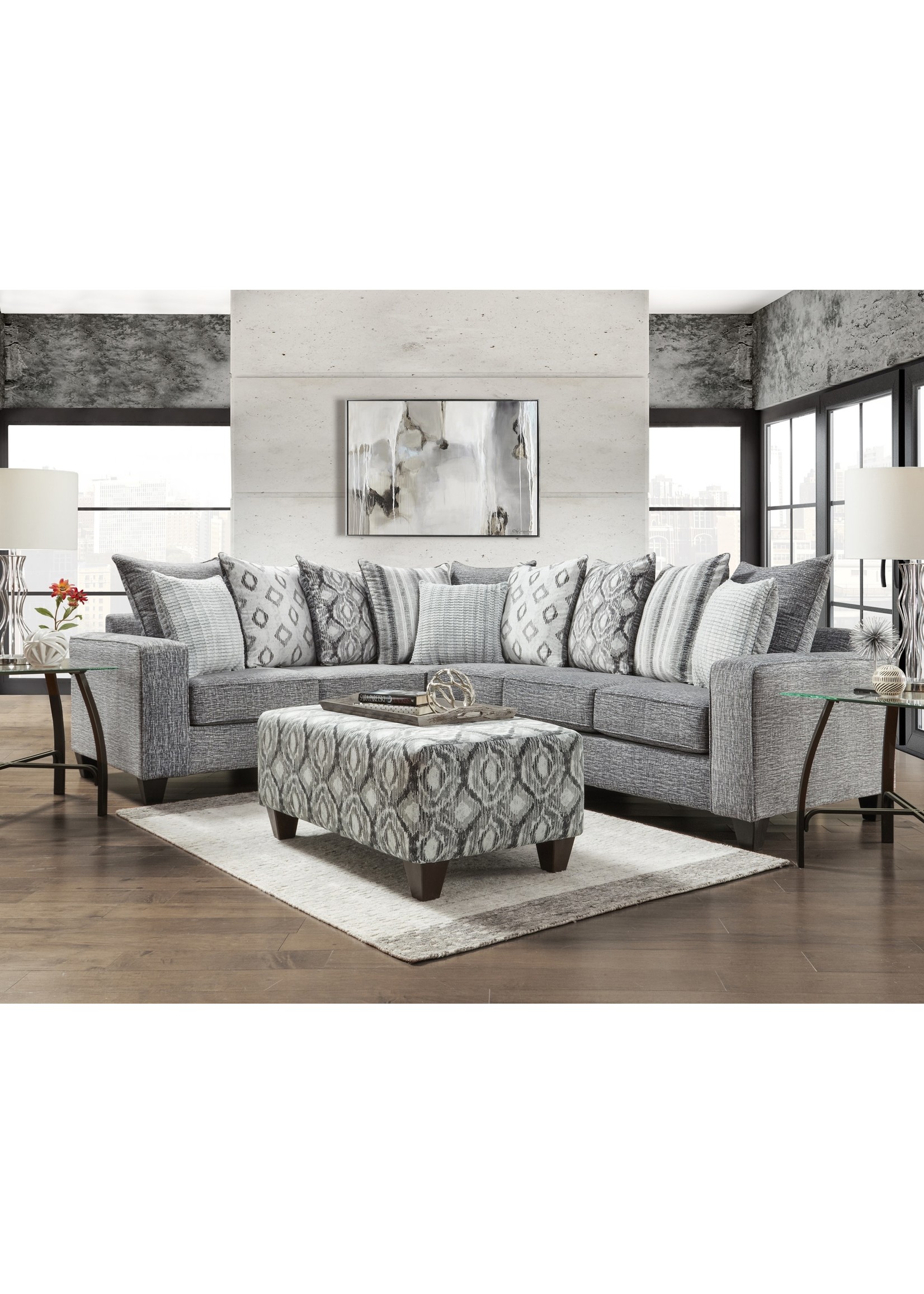 AFFORDABLE 5850 STONEWASH CHARCOAL SECTIONAL