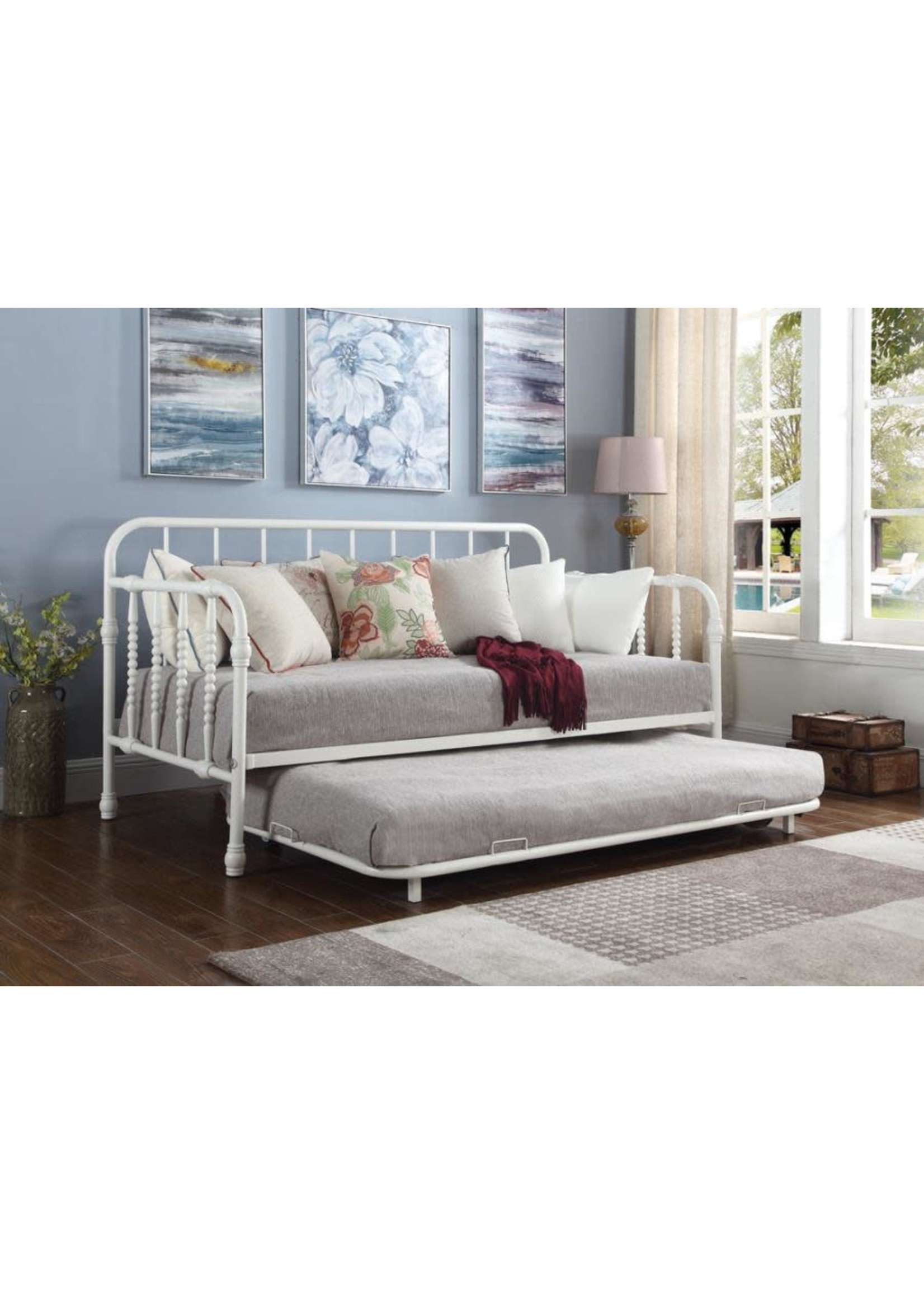 COASTER 300766 Twin Metal Daybed with Trundle White