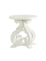 ELEMENTS TST700ET STONE OCCASIONAL ROUND SIDE TABLE IN WHITE