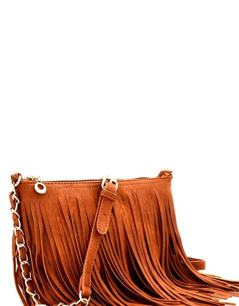 Bow N Arrow Tan Fringe Crossbody Bag