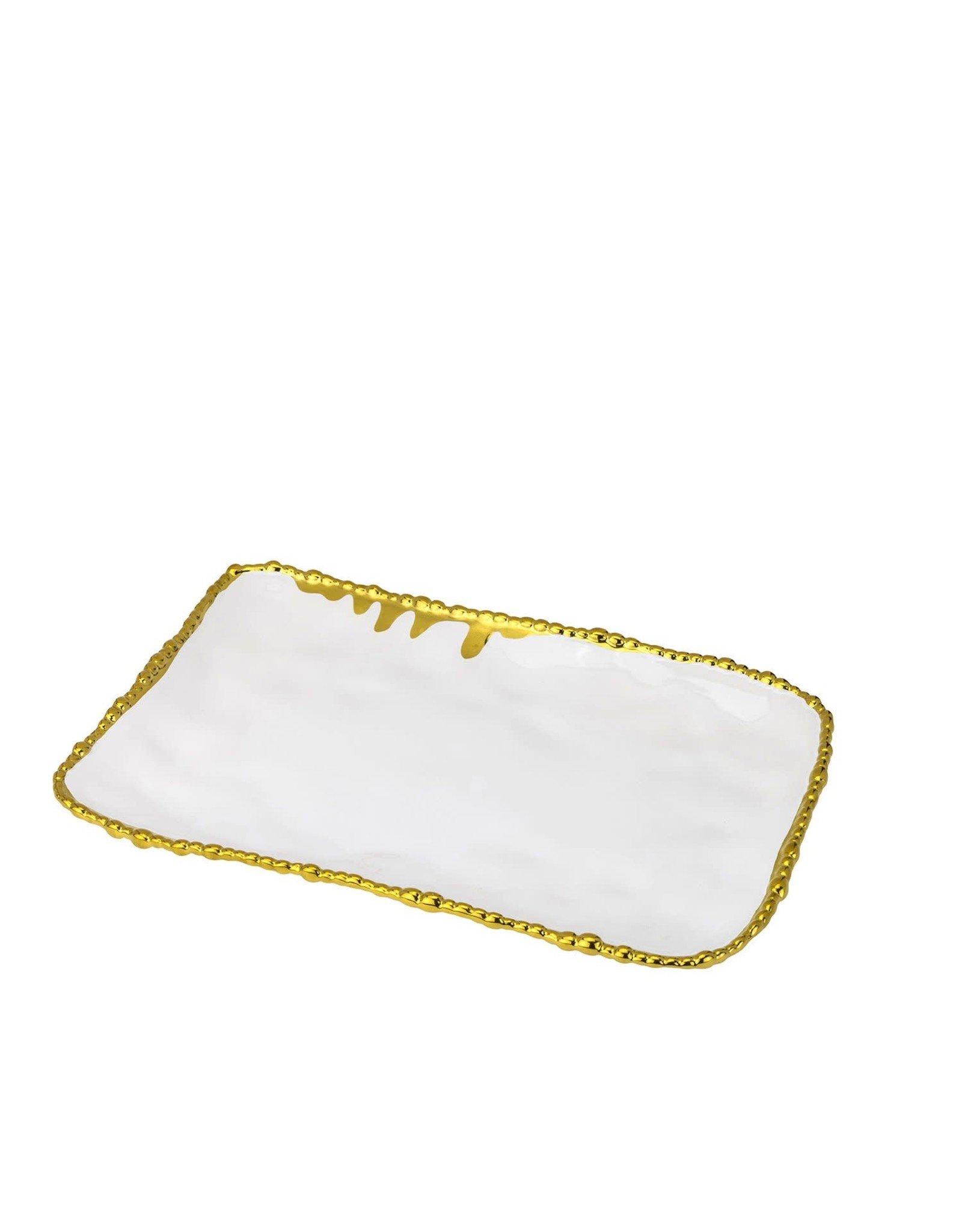 white and gold serving tray