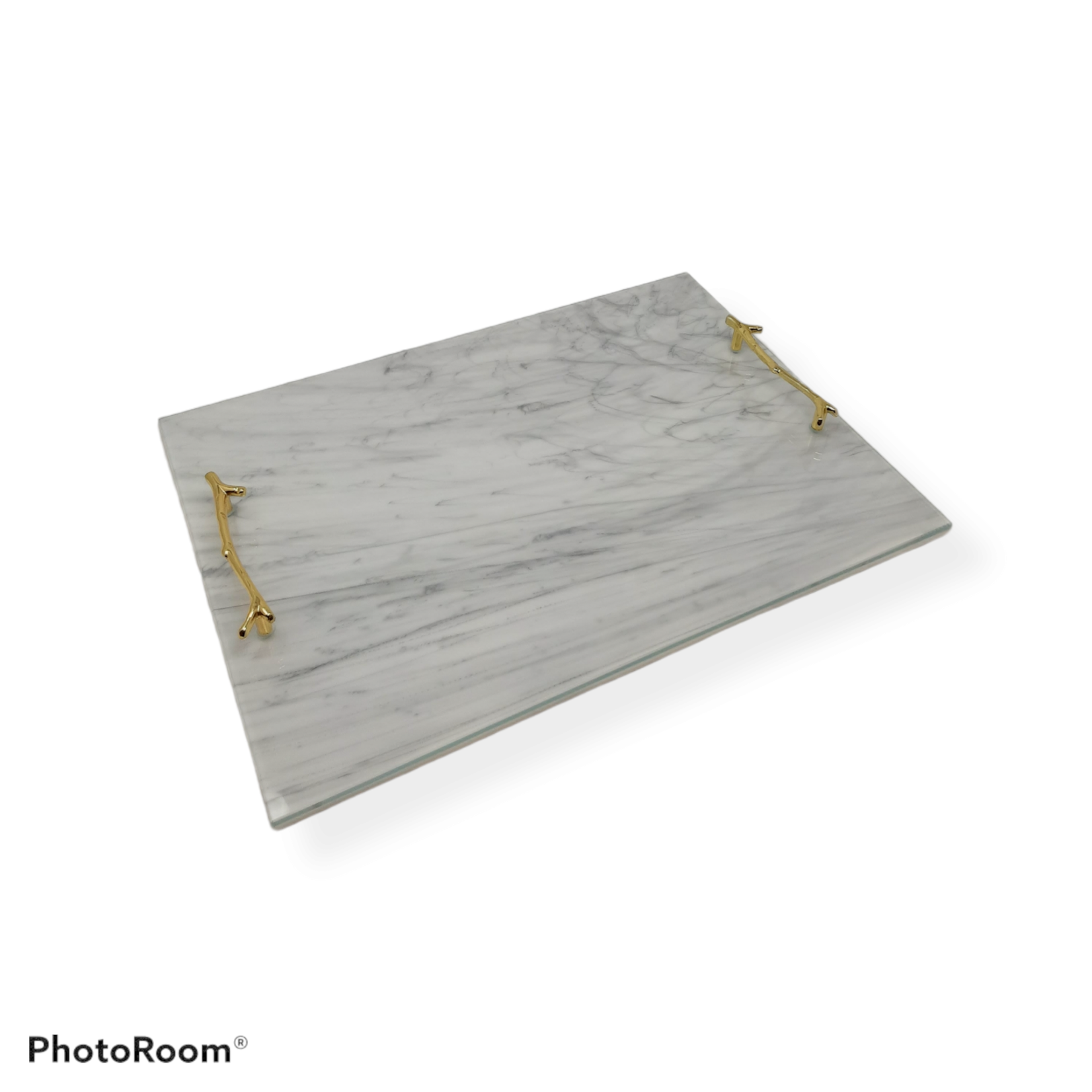 PT-ACBMA-23 Challah Board Marble With Gold Branch Handles