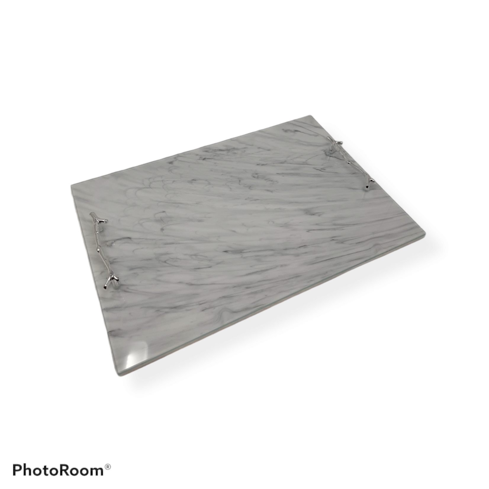 Challah Board With Silver Handles Marble
