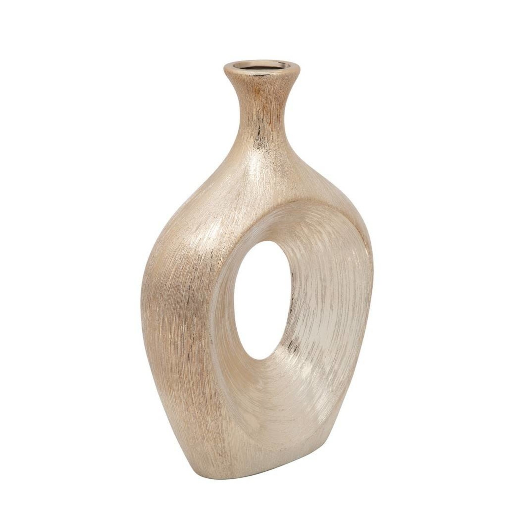 15119-03 13" SCRATCHED OVAL VASE CUT-OUT, CHAMPAGNE