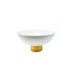 CRB813W White Glass Bowl on Gold Base