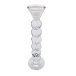 13949-02  GLASS 7.75" CANDLE HOLDER, CLEAR