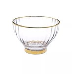 DB1045 Straight Line Textured Bowl with Vivid Gold Rim and Base