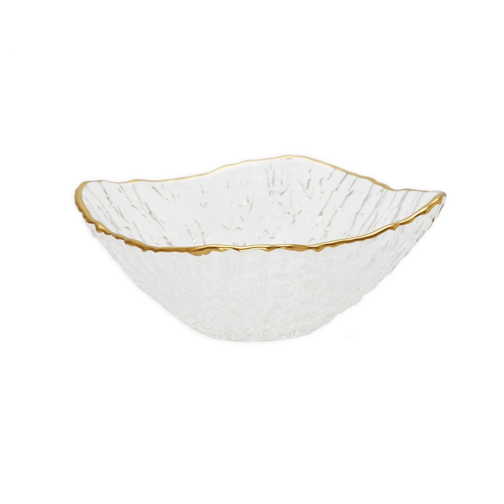 TWS CB2525 Crushed Glass Square Soup Bowls with Gold - The