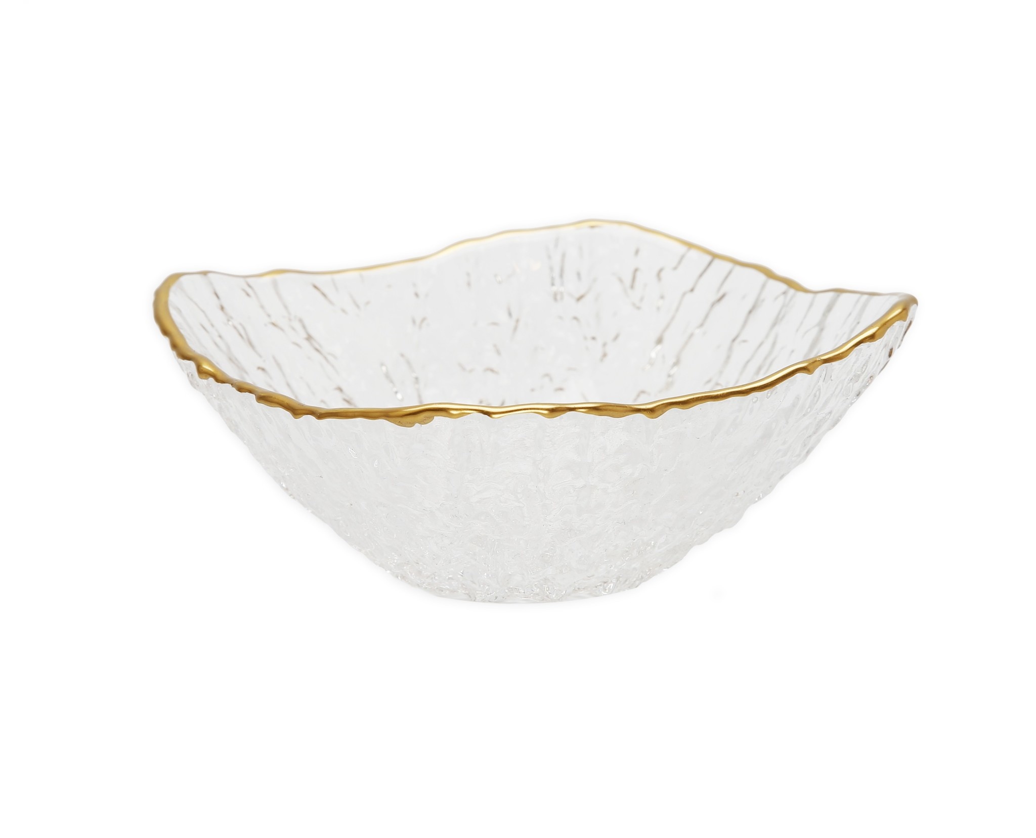TWS CB2525 Crushed Glass Square Soup Bowls with Gold - The