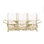 TWS CA2003 Gold Leaf Cutlery Holder with Hammered Glass Inserts