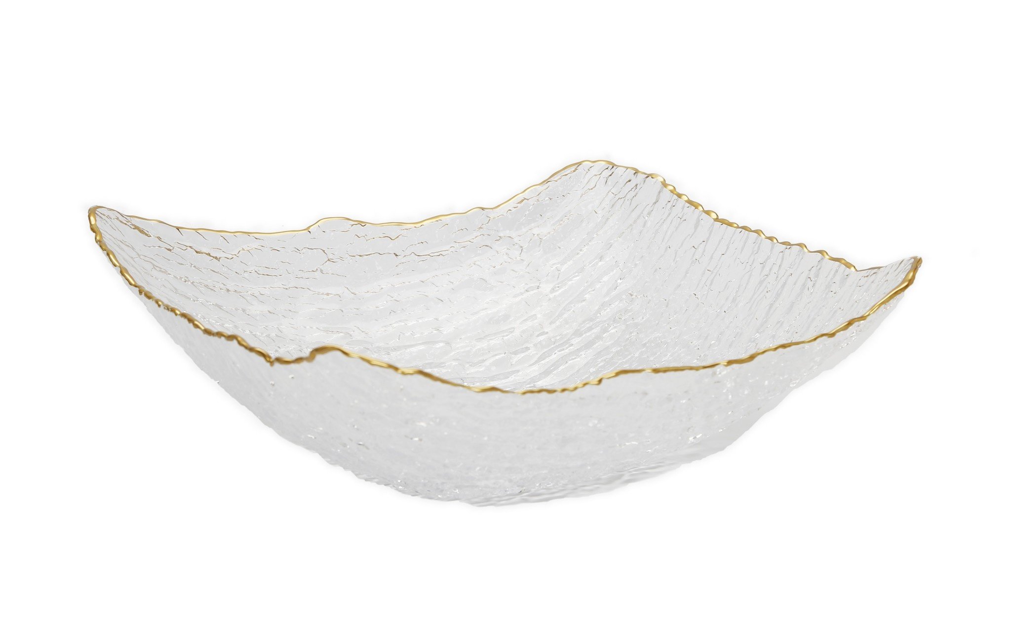 TWS CB2525 Crushed Glass Square Soup Bowls with Gold - The