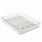 TWS 5 Compartment Clear Cutlery Tray W. Grey Non Slip Interior