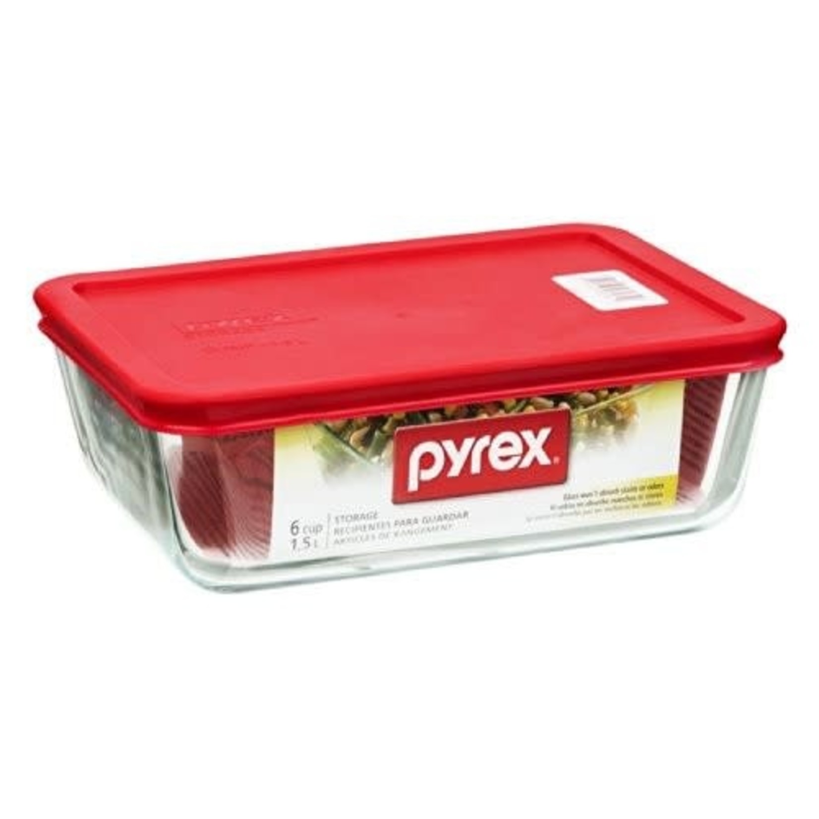 TWS PYREX-RECT.BAKE DISH-RED COVER 3 cup - The Westview Shop