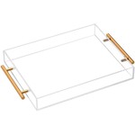 TWS Vikko Serving - Acrylic Tray with Gold Handle, 10"x12" 2"H
