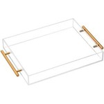 TWS Vikko Serving - Acrylic Tray with Gold Handle, 12"x16" 2"H
