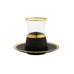 GTG2056 Tea Cups and Saucers with Black and Gold Design