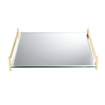 GT2184 Glass Square Tray with Gold Handles - 11.75"L x 11.75"W x 2"H