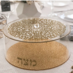 TWS Acrylic Matzah Box Floral Design Round gold