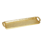 GD2542 Textured Gold Oblong Tray with Handles - 17.25"L x