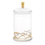 TWS CSJG386  L- Glass Jar with Lid with Gold Swirl Design