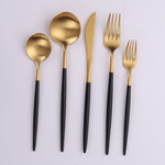 TWS VF-10-VBG Vera, Two Tone Brushed Black And Gold Flatware Service For 4