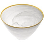 TWS P237G - 6" White Alabaster Gold Rim Bowl