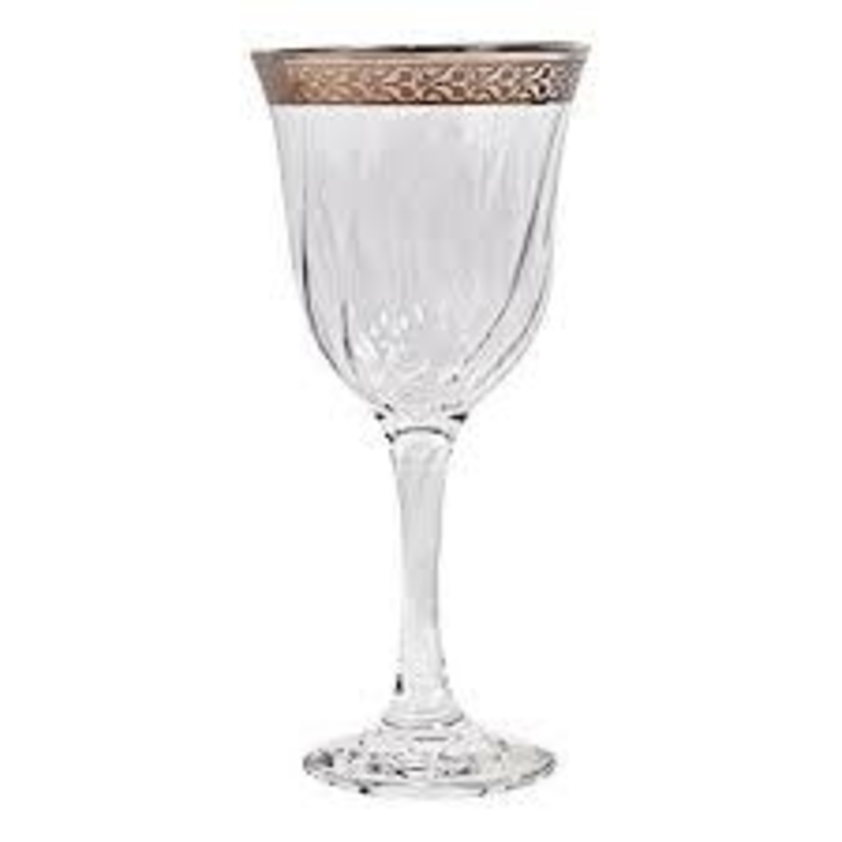 9405 Set of 6 Red Wine Goblets-Gold Band Venetian