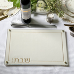TWS J-CBL-WHT/GD Embroidered Leatherette Lucite and Glass Top Challah Board