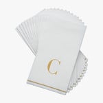 Kennedy 14 PK White and Gold Guest Paper Napkins  - Letter C