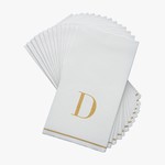 Kennedy 14 PK White and Gold Guest Paper Napkins  - Letter D