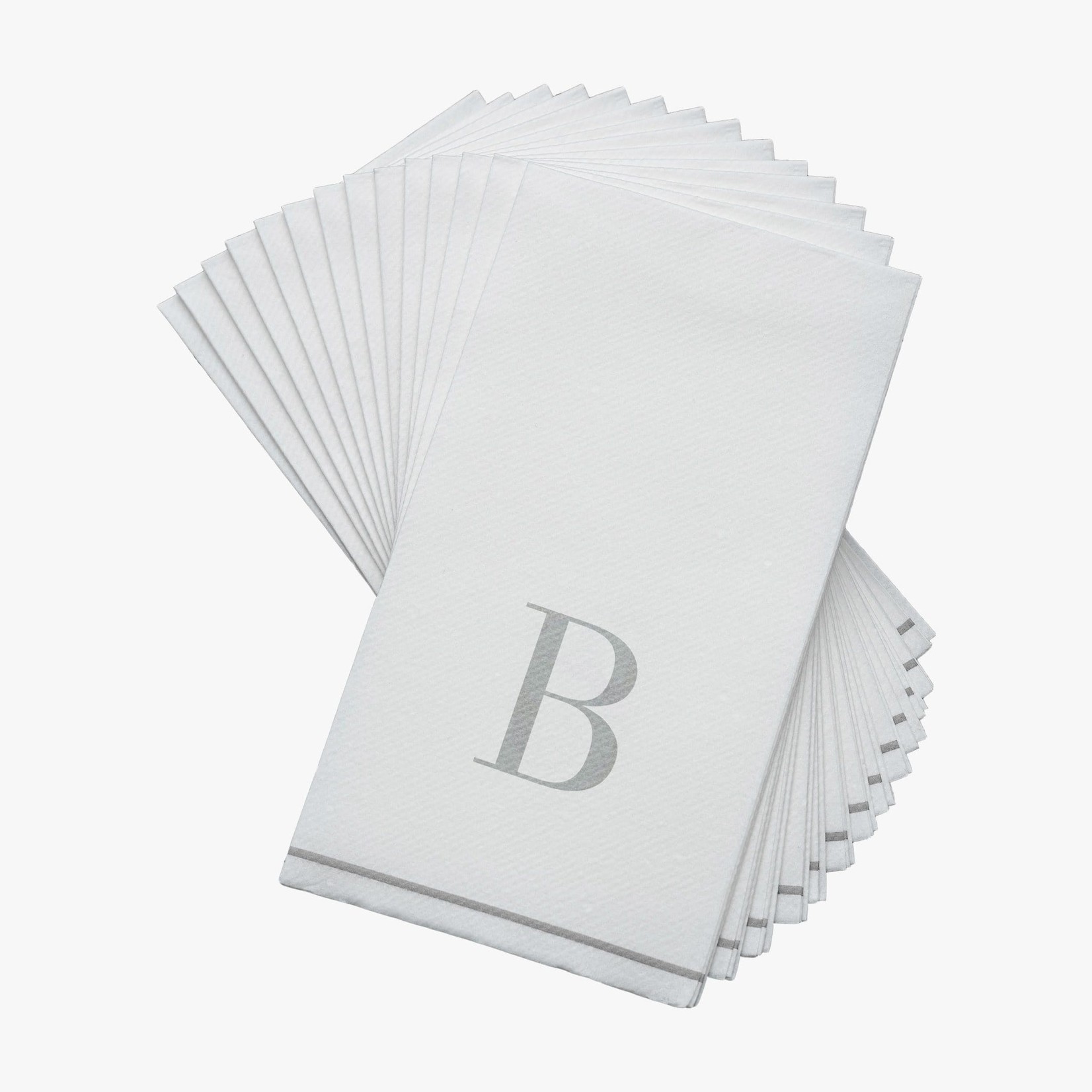 Kennedy 14 PK White and Silver Guest Paper Napkins  - Letter B