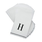 14 PK White and Black Guest Paper Napkins  - Letter H
