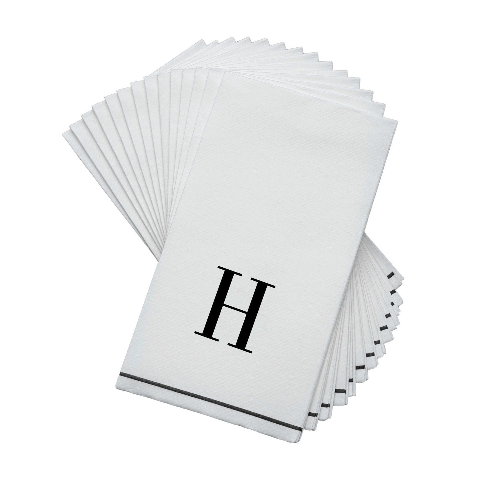TWS 14 PK White and Black Guest Paper Napkins  - Letter H