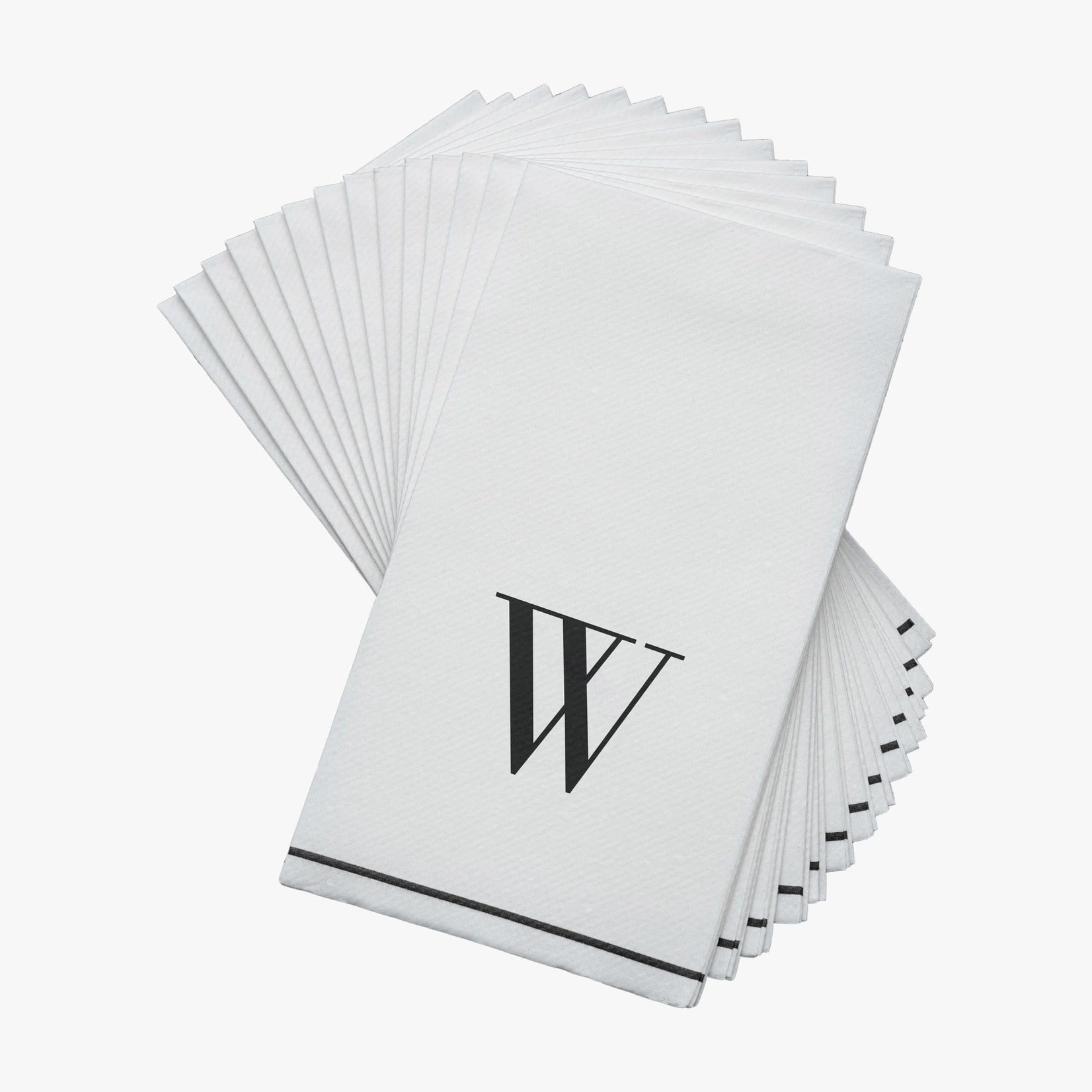 Kennedy 14 PK White and Black Guest Paper Napkins  - Letter W