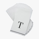 Kennedy 14 PK White and Black Guest Paper Napkins  - Letter T