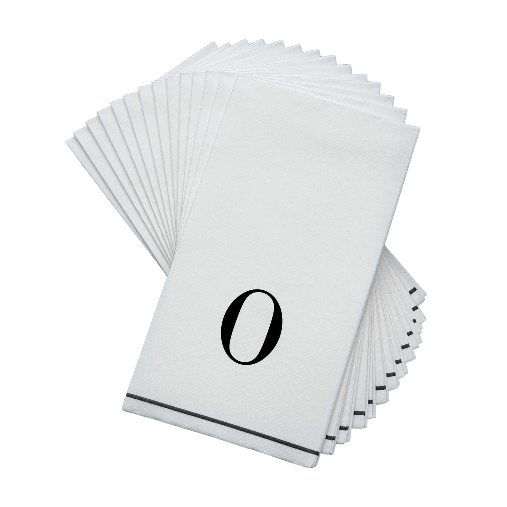 14 PK White and Black Guest Paper Napkins  - Letter O