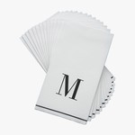 Kennedy 14 PK White and Black Guest Paper Napkins  - Letter M