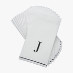 Kennedy 14 PK White and Black Guest Paper Napkins  - Letter J