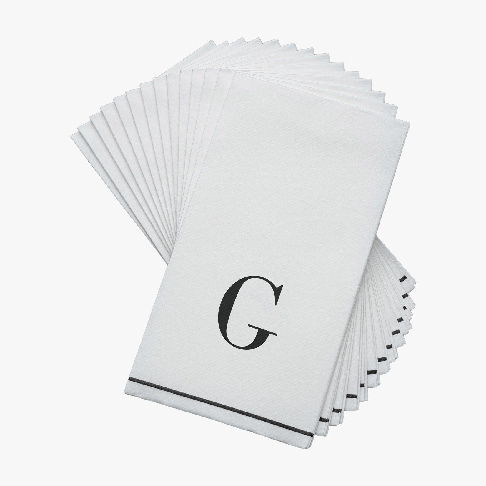 Kennedy 14 PK White and Black Guest Paper Napkins  - Letter G