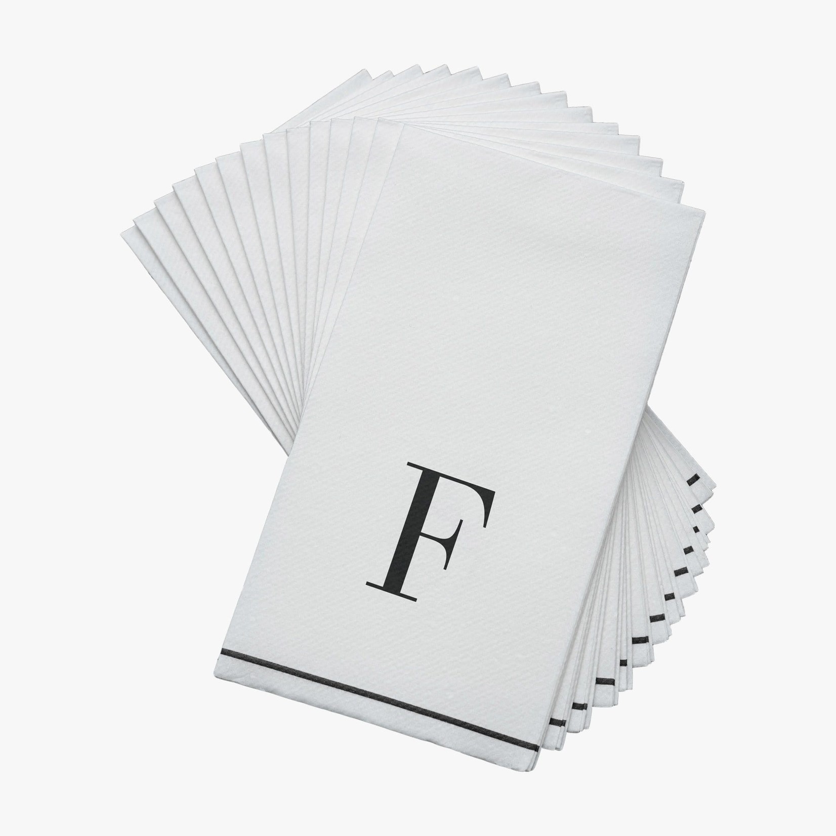 Kennedy 14 PK White and Black Guest Paper Napkins  - Letter F