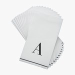 Kennedy 14 PK White and Black Guest Paper Napkins  - Letter A