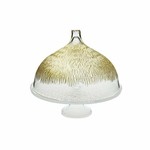 TWS Ccd436 Glass Cake Stand with dome with Gold Design-11"D