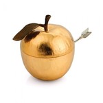 110782 Apple Honey Pot with Spoon Goldtone
