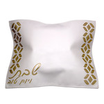 Leatherette Challah Cover with Laser Cut Design Gold