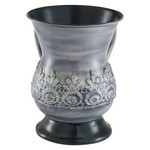 TWS 56953 Stainless Steel Washing Cup Silver Flowers With Black Base